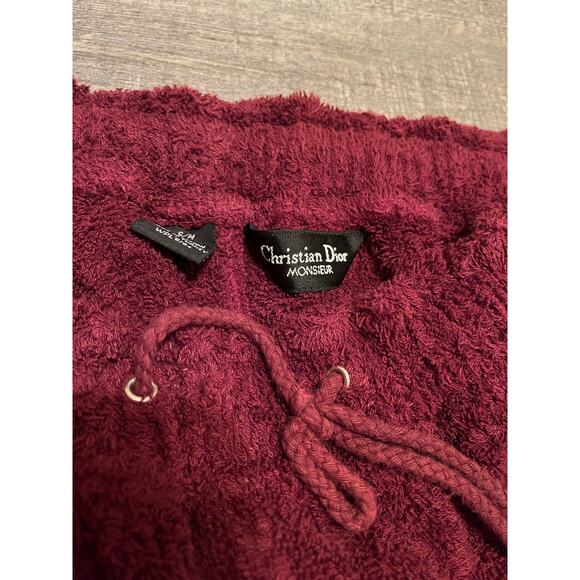 VTG Christian Dior Monsieur Soft Terry Cloth Lounge Shorts Burgandy S/M WPL 6764 - Picture 4 of 9